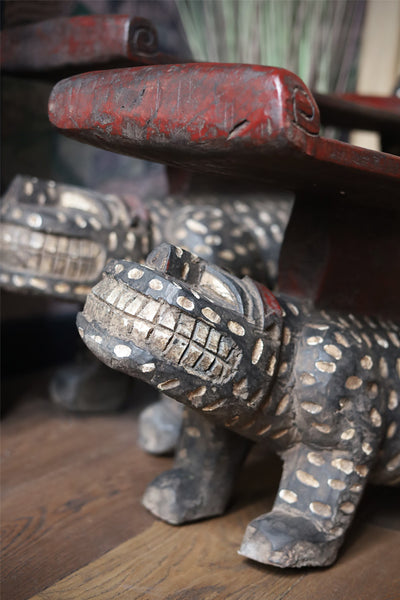 Wooden Leopard Small Bench
