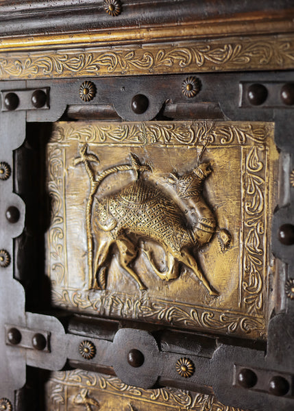 Ornate Brass Relief Cabinet