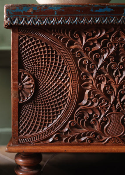 Ornate Carved Wooden Trunk