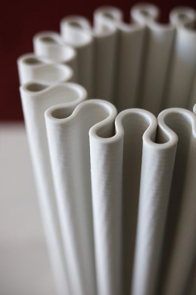 Ribbed White Vase