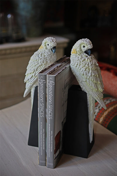 White Parrot Bookends