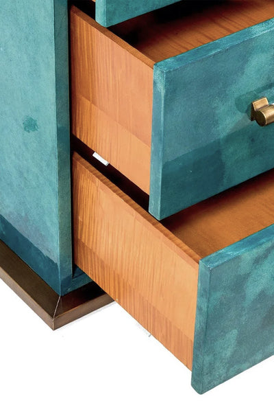 Seago Bedside Table - Teal Gloss Vellum