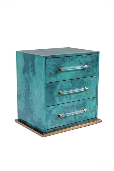 Seago Bedside Table - Teal Gloss Vellum