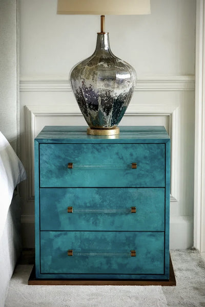 Seago Bedside Table - Teal Gloss Vellum