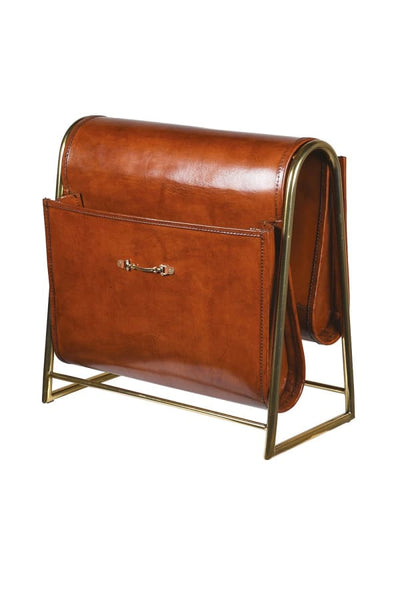 Tan Leather Magazine Rack