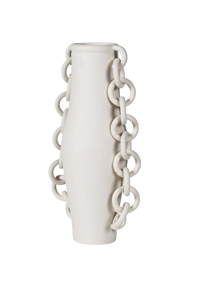 Tall Cream Chain Detail Vase