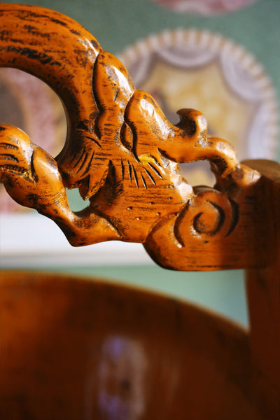 Wooden Floral Bowl